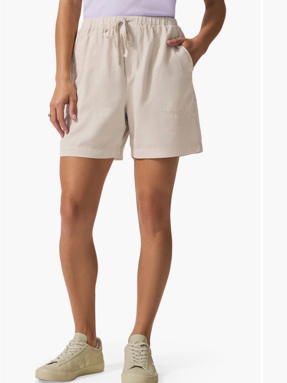 Splendid Light Beige Drawstring Bermudas - Picture 1 of 5